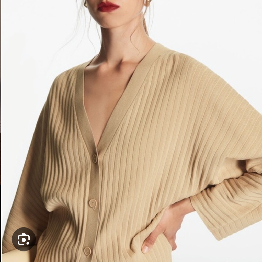 Cos Loose Fit Ribbed Cardigan In Camel Tan